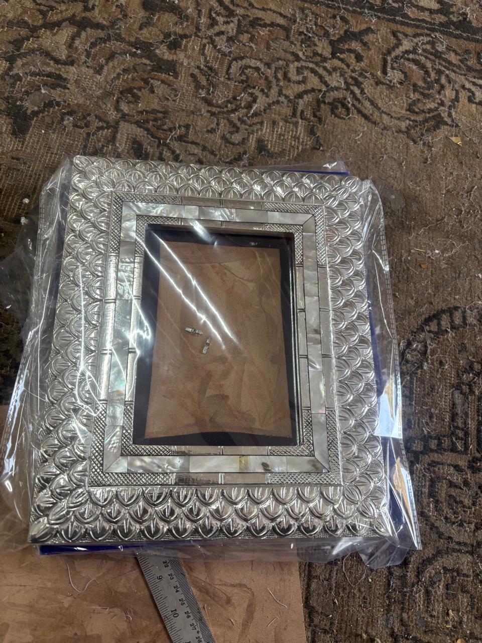 Wooden Handcrafted with Silver Carving Work